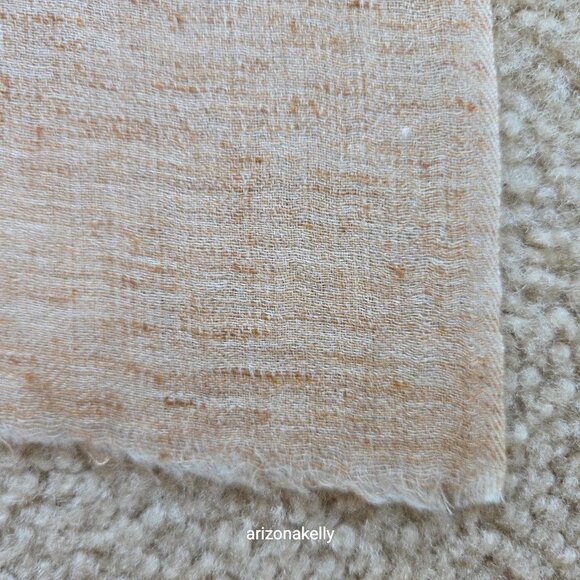 Cashmere Lightweight Woven Tan Scarf Melange Mottled Speckled Heathered Earthy - Picture 4 of 13